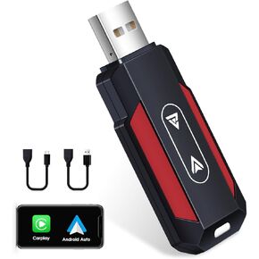 محول Carplay & Android auto 2 في 1، محول بلوتوث للتوصيل والتشغيل، تحويل سلكي إلى دونجل Carplay لاسلكي، مع USB-A وUSB-C، مناسب للسيارة carplay السلكية المدمجة/Android auto in Kuwait