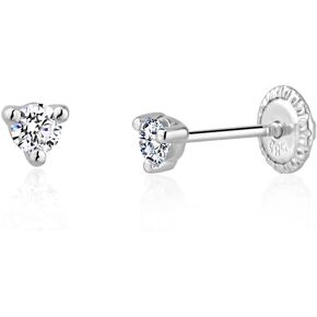 14k Yellow Gold 3 Prong Martini Simulated Diamond Stud Earrings Tiny for Baby or Multiple Piercings Screwback in Kuwait
