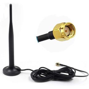 WiFi Antenna 2.4GHz RP-SMA Male Connector（Female）Camera Replacement Antenna Extender Booster with Magnetic Stand Base 9.85Ft Extension Cable for Wireless Security Camera Surveillance Recorder