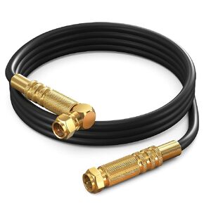 Maximm RG6 COAXIAL Cable with Angled-to-Angled Connectors - Quad Shielded, 3ft White Non-Oxygen Copper Cable Wire for TV, Internet