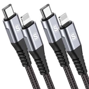 USB C Ligtning Cable 2-Pack 3.3ft, [Apple MFi Certified] i Phone Fast Charging High Speed Data Sync, Durable Nylon Braided Compatible with i Phone 14/13/12/11 Pro Max/XR/XS/X/8/7/Plus/6S/6/SE/5S/iPad