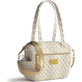 Quilted Diaper Bag With Insulated Bottle Pockets, Functional & Fashionable Tote Diaper Bag for Women