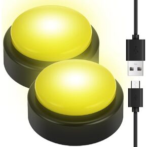 2 Pack USB Recordable Button 240 Seconds Recordable Dance Party Music Button with Light Make Your Own Music Dance Buttons by Uploading Audio Files for Craft Hobbyists, USB Data Line Included