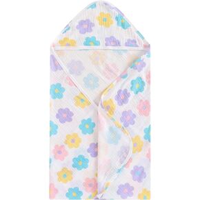 Baby Hooded Bath Towel, Organic Cotton, Soft and Absorbent, Newborn Infant Toddler Bath Essentials for Girl Boy (Red, 32Inch*32Inch)