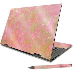 MightySkins Glossy Glitter Skin Compatible with HP Envy x360 15" (2021) - Blue Marble | Protective, Durable High-Gloss Glitter Finish | Easy to Apply, Remove, and Change Styles | Made in The USA