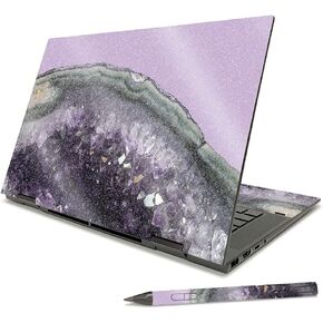 MightySkins Glossy Glitter Skin Compatible with HP Envy x360 15" (2021) - Blue Marble | Protective, Durable High-Gloss Glitter Finish | Easy to Apply, Remove, and Change Styles | Made in The USA