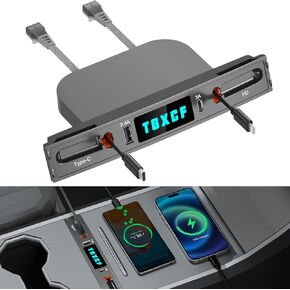 Car USB Fast Charger for 2024 Model Y Model 3 Accessories, 27W Fast Charging Multifunctional USB Hub for 2021 2022 2023 Tesla, with 2.8 FT Retractable Cable, 100% Fit Center Console Adapter