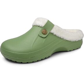 SMajong Mens Fur Lined Clogs Womens Waterproof Slippers Garden Shoes Winter Warm Plush Home House Slippers Indoor Outdoor Mules