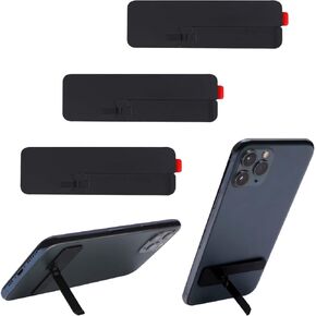 3 Pcs Ultra-Thin Invisible Kickstand Metal Phone Stand Holder Mini Adjustable Phone Kickstand Stainless Steel Folding Phone Bracket Compatible with All Cellphone (Black)