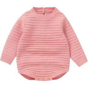 Newborn Baby Girl Boy Knitted Romper Sweater Long Sleeve Knit Oversized Bodysuits Sweatshirt Fall Winter Clothes
