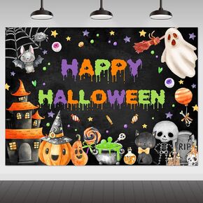 Avezano Happy Halloween Backdrop Spooky Ghost Party Banner for Kids Halloween Party Background Halloween Home Wall Decorations(7x5ft)