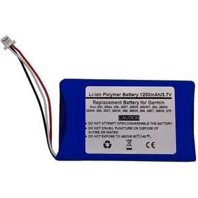 3.7V 1250mAh Replace GPS Navigator Battery for Garmin Nuvi 200, 200w, 205, 205T, 205W, 205WT, 250, 250W, 252W, 255, 255T, 255W, 260, 260W, 265, 265T, 265W, 270; 361-00019-11, 361-00019-13,010-00621-10