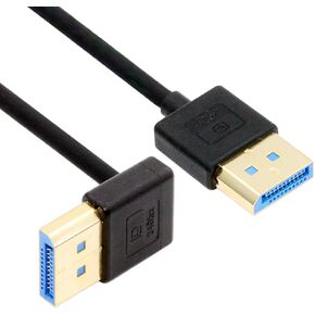 NFHK Ultrafine Up Angled DisplayPort 1.4 DP to DP Cable 8K 60hz Cable Ultra-HD UHD 4K 144hz 90 Degree for Desktop Laptop Monitor 100cm