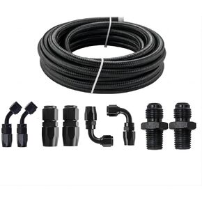Autoutfit 3/8 6AN 20FT,-6 Nylon Stainless Steel Braided Fuel Line Oil/Gas/Fuel Hose End Fitting adapter with 12 pcs Swivel Fittings