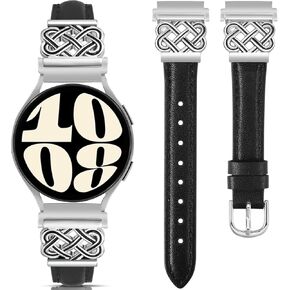 TOYOUTHS Dressy Leather Band Compatible with Samsung Galaxy Watch 7 6 5 4 FE 40mm 44mm/Watch 6 Classic/Watch 5 Pro/Watch 4 Classic/Active 2/Watch 3 41mm Women, 20mm Slim Designer Thin Leather Strap
