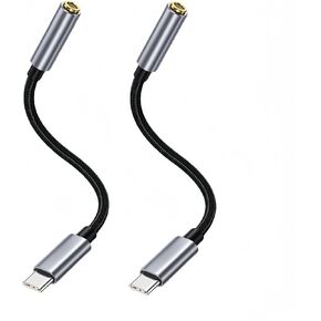 USB C to 3.5mm Headphone Jack Adapter for Fire Max 11, Microsoft Surface Pro 9, iPad 10th Generation, iPad Air 5, Samsung Galaxy Tab S9 FE, Galaxy A54 S24 Ultra, OnePlus 12R, Pixel 6a, 2 Pack