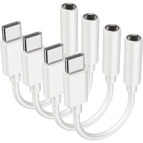 4PCS Type USB C to 3.5mm Female Headphone Jack Adapter, Type USB C to Aux Audio Dongle Cable Cord, Compatible with Samsung S20/S20+/S20 Ultra, Pixel 4/+ 4XL, and More USB C Devices