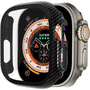 for Apple Watch Series 9/8/7 Screen Protector Case 41mm, Tempered Glass Protective Cover for Apple Watch Series 9/8/7, Orange