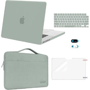 MOSISO متوافق مع حافظة MacBook Pro 16 بوصة 2023 2022 2021 الإصدار M3 A2991 M2 A2780 M1 A2485 Pro Max Chip، حافظة صلبة بلاستيكية وحقيبة الأكمام وغطاء لوحة المفاتيح وغطاء كاميرا الويب وواقي الشاشة، روز كوارتز
