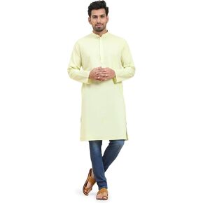 SKAVIJ Men Cotton Casual Solid Long Kurta (XX-Large, Turquoise)