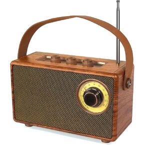 Portable Speaker Bluetooth Retro Radio Vintage Decor with AM FM Radio Rich Bass Bluetooth Speakers 5.3 Wireless Connection,TF Card, AUX for Home Office Bedroom
