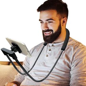 Phone Holder for Bed, Upgraded Neck Phone Holder Lazy Phones Stand 360°Rotation Gooseneck Phone Holder Hands Free for all Phones (Black)