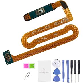 قطع غيار زر الطاقة A12، قطع غيار كابل مرن لزر الصفحة الرئيسية لمستشعر بصمات الأصابع A12 لهاتف Samsung Galaxy a12 A125U A125F [M12S] 6.5 بوصة (أسود) in Kuwait