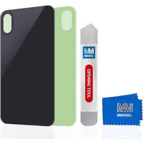 MMOBIEL Back Cover Real Glass Compatible with iPhone Xs 5.8 inch (Black) incl. Tool