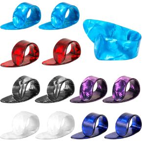 12 Pcs Celluloid Guitar Thumb Finger Picks, Flat Thumbpicks Celluloid Guitar Thumb Picks Medium Finger Picks for Acoustic Guitar Finger Pick Fingerstyle Acoustic Guitar Banjo or Ukulele Harp Bass