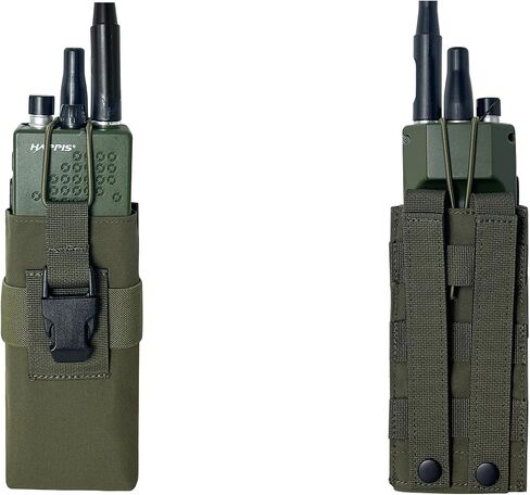 Radio Holster Walkie Talkie Pouch - 500D Nylon Molle System 3mm Bungee Storage Bag for Utility Tactical Belt Accessory Fits Standard Handset in Saudi Arabia