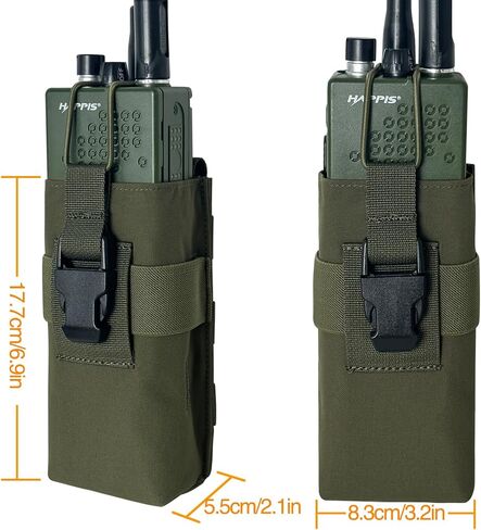Radio Holster Walkie Talkie Pouch - 500D Nylon Molle System 3mm Bungee Storage Bag for Utility Tactical Belt Accessory Fits Standard Handset in Saudi Arabia