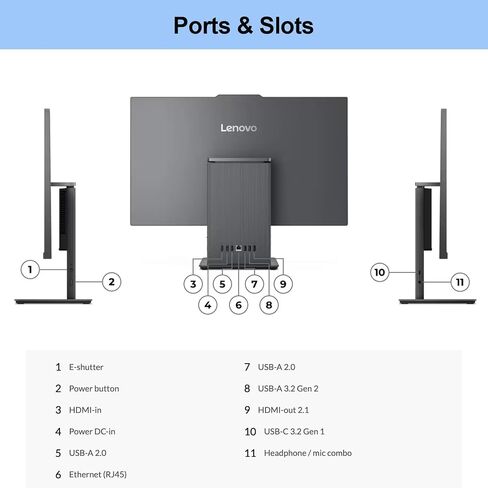 Lenovo 2024 IdeaCentre I All-in-One, 27" FHD Touchscreen 100Hz, Intel Core i5-13420H, 32GB DDR5 RAM, 2TB SSD, Wireless Charging Base, Wireless KB & Mouse, Wi-Fi 6, Windows 11 Home, Grey in Saudi Arabia