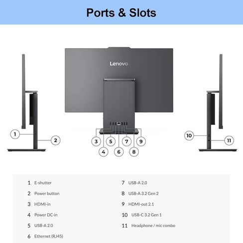 Lenovo 2024 IdeaCentre I All-in-One, 27" FHD Touchscreen 100Hz, Intel Core i5-13420H, 32GB DDR5 RAM, 2TB SSD, Wireless Charging Base, Wireless KB & Mouse, Wi-Fi 6, Windows 11 Home, Grey in Kuwait