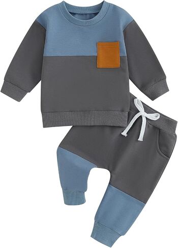 Newborn Baby Boy Clothes Set 2pcs Long Sleeve Top and Pants Suit Toddler Baby Fall Winter Clothes in Saudi Arabia