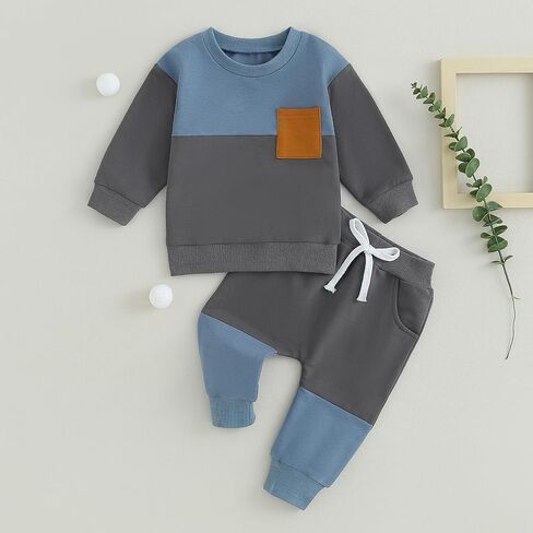 Newborn Baby Boy Clothes Set 2pcs Long Sleeve Top and Pants Suit Toddler Baby Fall Winter Clothes in Saudi Arabia