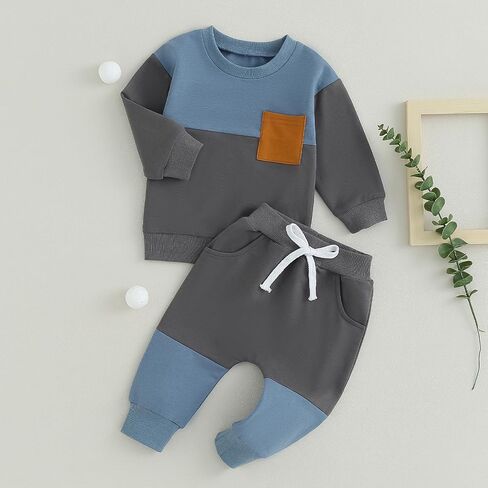 Newborn Baby Boy Clothes Set 2pcs Long Sleeve Top and Pants Suit Toddler Baby Fall Winter Clothes in Saudi Arabia