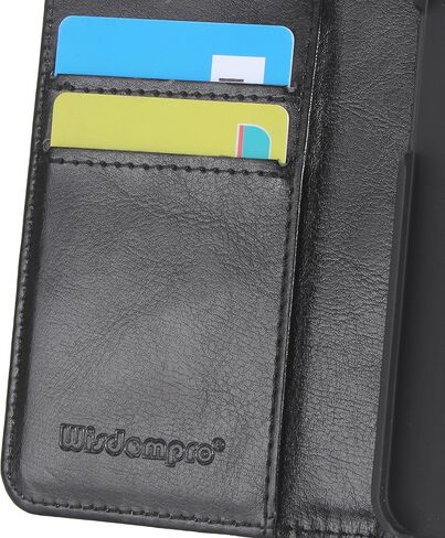 حافظة Wisdompro لهاتف iPhone 5، وiPhone 5s، وiPhone SE 2016، حافظة هاتف واقية من جلد البولي يوريثان مع فتحات لبطاقة الائتمان وإغلاق مغناطيسي لهاتف iPhone SE الجيل الأول/5s/5 - أسود in Kuwait
