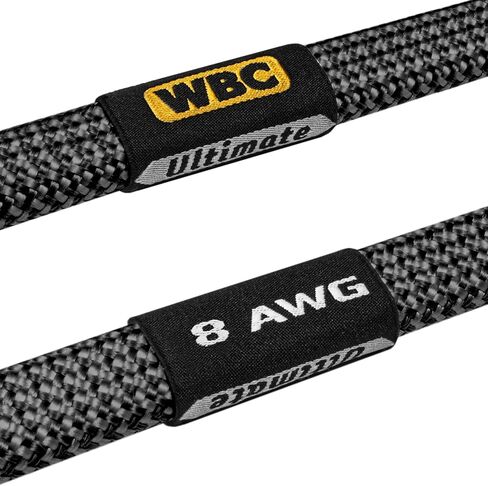 WORLDS BEST CABLES 8 Foot Ultimate - 8 AWG - Ultra-Pure OFC - Premium Audiophile HiFi Speaker Cable Pair with Eminence Gold Banana (x2) & Spade (x2) Plugs & Carbon Tweed Jacket in Saudi Arabia