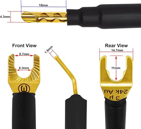 WORLDS BEST CABLES 8 Foot Ultimate - 8 AWG - Ultra-Pure OFC - Premium Audiophile HiFi Speaker Cable Pair with Eminence Gold Banana (x2) & Spade (x2) Plugs & Carbon Tweed Jacket in Saudi Arabia