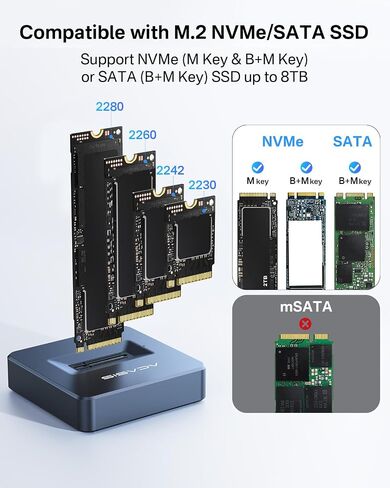 ACASIS NVMe M.2 Duplicator Dual-Bay Offline Clone USB C to NVME Docking Station for M2 SSD M Key Hard Drives Enclosure (Black) in Saudi Arabia