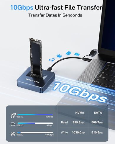 ACASIS NVMe M.2 Duplicator Dual-Bay Offline Clone USB C to NVME Docking Station for M2 SSD M Key Hard Drives Enclosure (Black) in Saudi Arabia