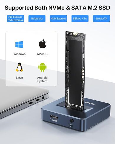 ACASIS NVMe M.2 Duplicator Dual-Bay Offline Clone USB C to NVME Docking Station for M2 SSD M Key Hard Drives Enclosure (Black) in Saudi Arabia