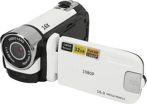 1080P Video Camera, 16MP Camcorder, 16X Digital Zoom, Vlogging Camera with Fill Light, 1/4 Inch Thread Hole, 2.4 Inch Rotatable Screen, USB Recorder (-2214230150514) in Saudi Arabia
