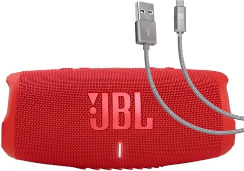 JBL Charge 5 (Black) + Bundle with Case Logic Braided USB Type-C Charge & Sync (6 ft, Gray) in Kuwait