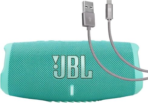 JBL Charge 5 (Black) + Bundle with Case Logic Braided USB Type-C Charge & Sync (6 ft, Gray) in Kuwait