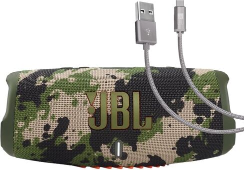 JBL Charge 5 (Black) + Bundle with Case Logic Braided USB Type-C Charge & Sync (6 ft, Gray) in Kuwait