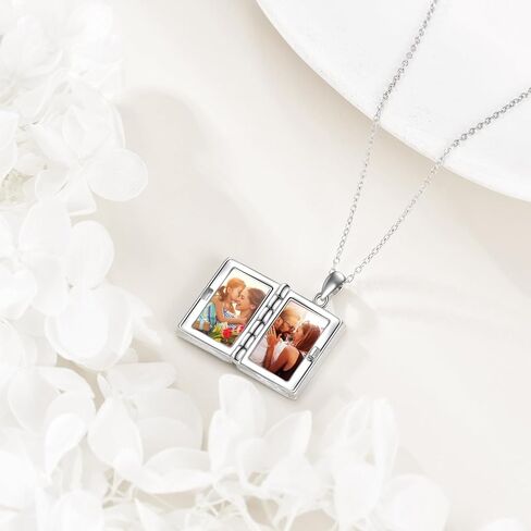 NIFUNAO Locket Pendant Necklace Sterling Silver Memory Photo That Holder Pictures Jewelry Gift Christmas Graduation Day in Kuwait