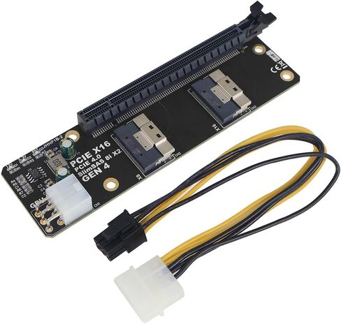 JMT 2Port SlimSAS 8i x2 to PCIe4.0/3.0 x16 Slot Adapter Card SFF8654 Riser Card for Network Card Graphics Video Card GPU (PCIe3.0 JHHP1A) in Kuwait