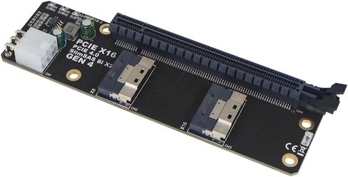 JMT 2Port SlimSAS 8i x2 to PCIe4.0/3.0 x16 Slot Adapter Card SFF8654 Riser Card for Network Card Graphics Video Card GPU (PCIe3.0 JHHP1A) in Kuwait