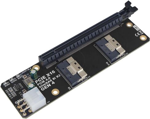 JMT 2Port SlimSAS 8i x2 to PCIe4.0/3.0 x16 Slot Adapter Card SFF8654 Riser Card for Network Card Graphics Video Card GPU (PCIe3.0 JHHP1A) in Kuwait
